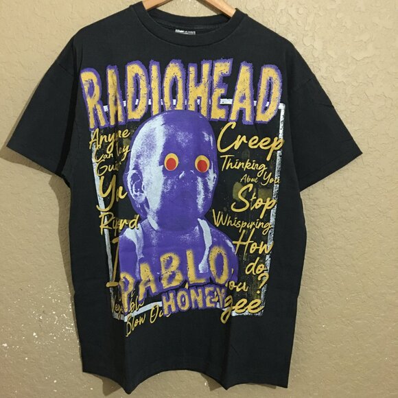 Radiohead Pablo Honey Tour All Over Print AOP T-Shirt XL Faded Black - Picture 1 of 6